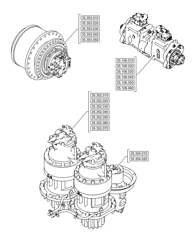 Схема запчастей Case CX750D RTC - (00.000.035[03]) - PICTORIAL INDEX - HYDRAULIC SYSTEMS (00) - GENERAL & PICTORIAL INDEX