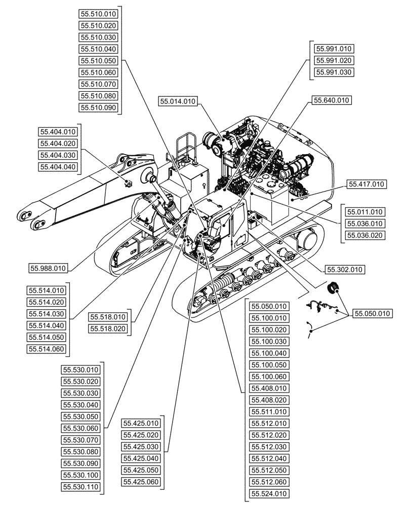 Схема запчастей Case CX750D RTC ME - (55.000.000) - SECTION INDEX - ELECTRICAL SYSTEMS (55) - ELECTRICAL SYSTEMS