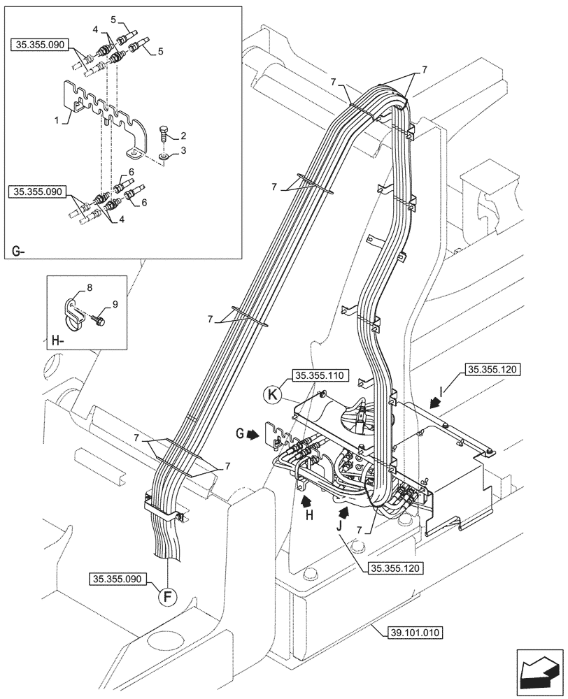 Схема запчастей Case CX290D LC SL - (35.355.100) - VAR - 461558 - JOYSTICK, HYDRAULIC LINE, CONTROL VALVE, CONTROL PATTERN SELECTION (35) - HYDRAULIC SYSTEMS