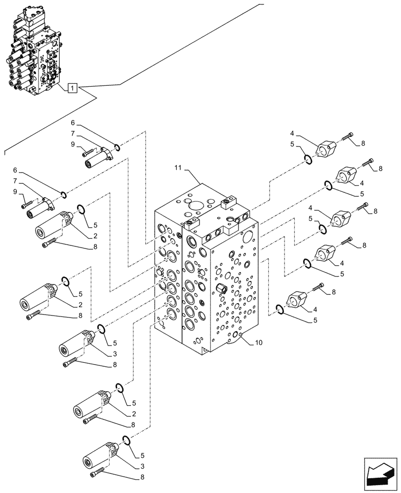 Схема запчастей Case CX290D LC SL - (35.359.020) - VAR - 461863 - CONTROL VALVE, CLAMSHELL BUCKET, ROTATION, W/ ELECTRICAL PROPORTIONAL CONTROL, COMPONENTS (35) - HYDRAULIC SYSTEMS