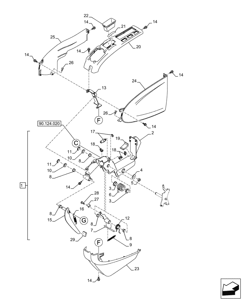 Схема запчастей Case CX290D LC SL - (90.160.030) - VAR - 488035, 781277 - CONSOLE, SIDE PANEL, LH (90) - PLATFORM, CAB, BODYWORK AND DECALS