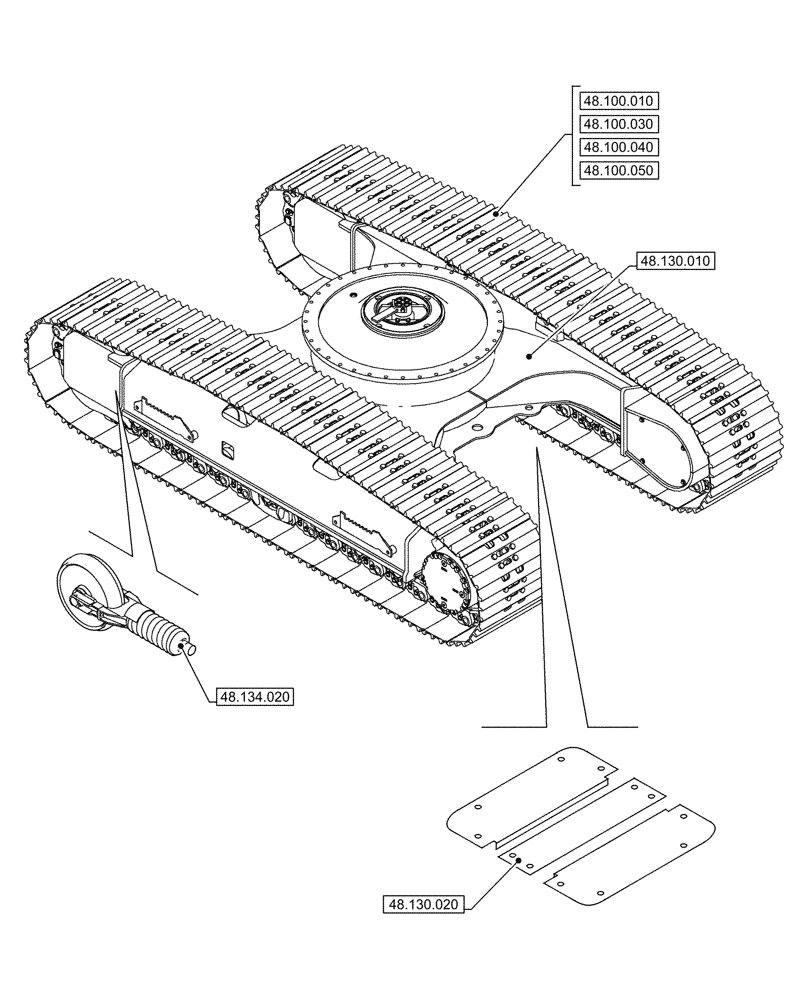 Схема запчастей Case CX750D RTC - (00.000.048[02]) - PICTORIAL INDEX - SUSPENSION AND TRACKS (00) - GENERAL & PICTORIAL INDEX