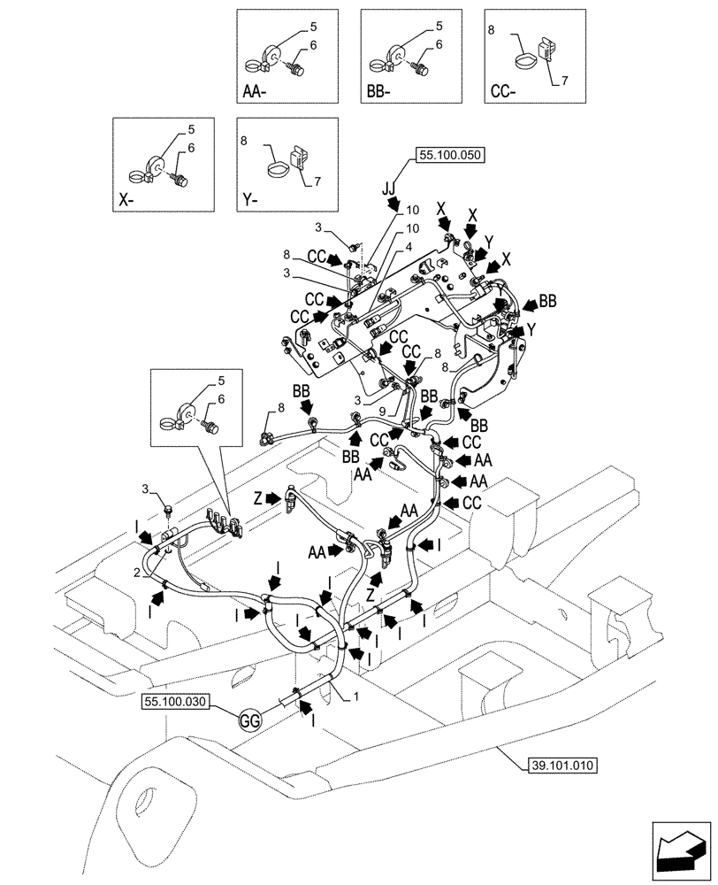 Схема запчастей Case CX290D LC MH - (55.100.040) - MAIN, WIRE HARNESS (55) - ELECTRICAL SYSTEMS