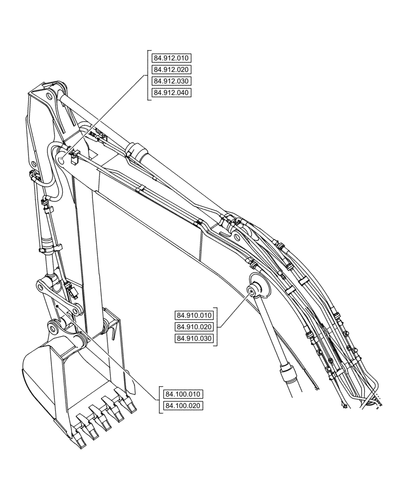 Схема запчастей Case CX750D RTC - (00.000.084) - PICTORIAL INDEX - BOOMS, DIPPERS & BUCKET (00) - GENERAL & PICTORIAL INDEX