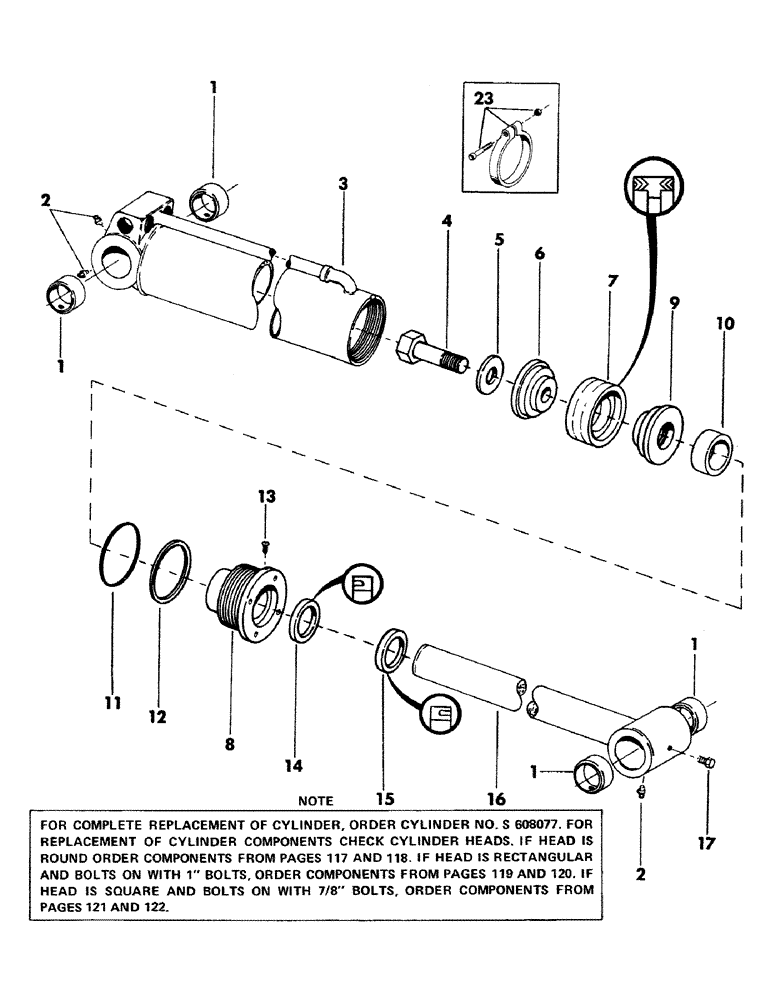 Схема запчастей Case 35EC - (117) - HOIST AND CROWD CYLINDER, (6.53" ID X 45.50" STROKE) (07) - HYDRAULIC SYSTEM