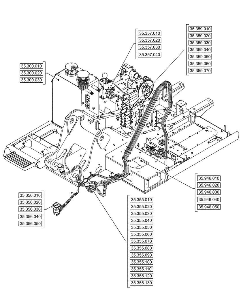 Схема запчастей Case CX290D LC SL - (35.000.00[01]) - SECTION INDEX - HYDRAULIC SYSTEMS (35) - HYDRAULIC SYSTEMS