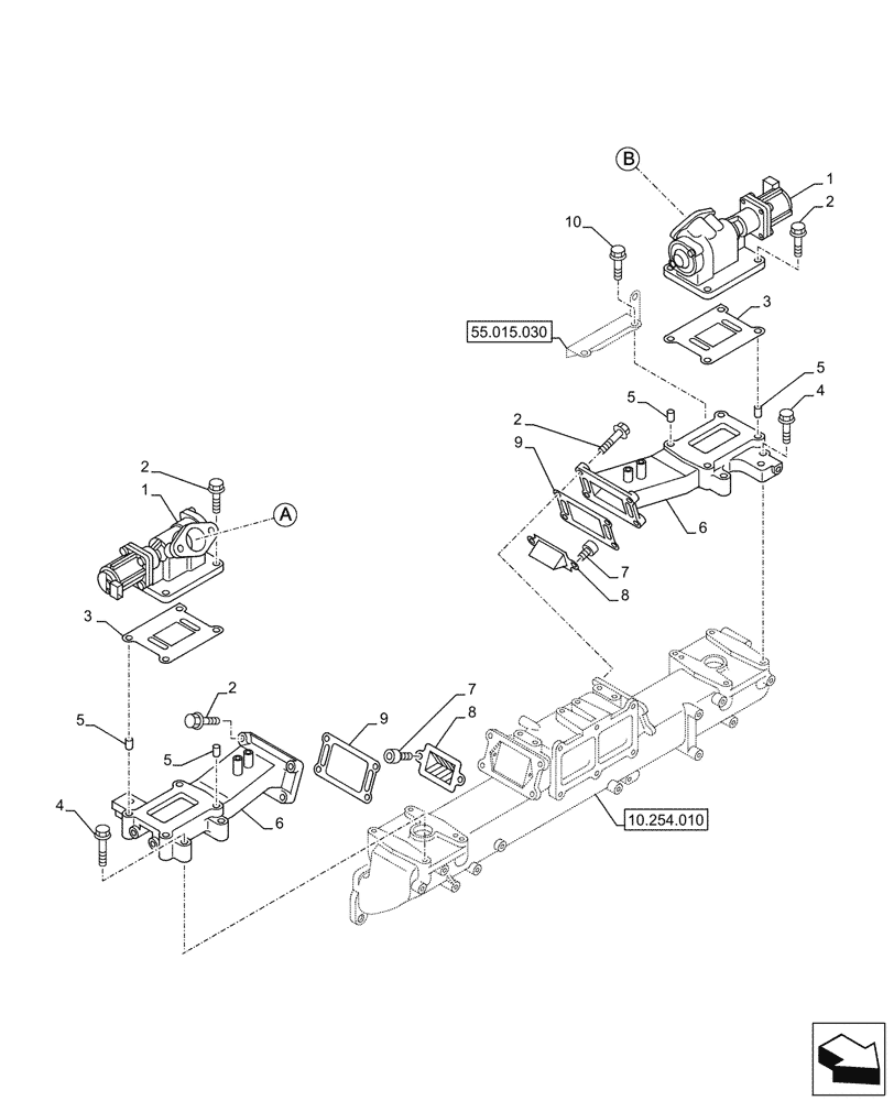 Схема запчастей Case AQ-6WG1XASS11 - (10.501.010) - EXHAUST GAS RECIRCULATION (10) - ENGINE