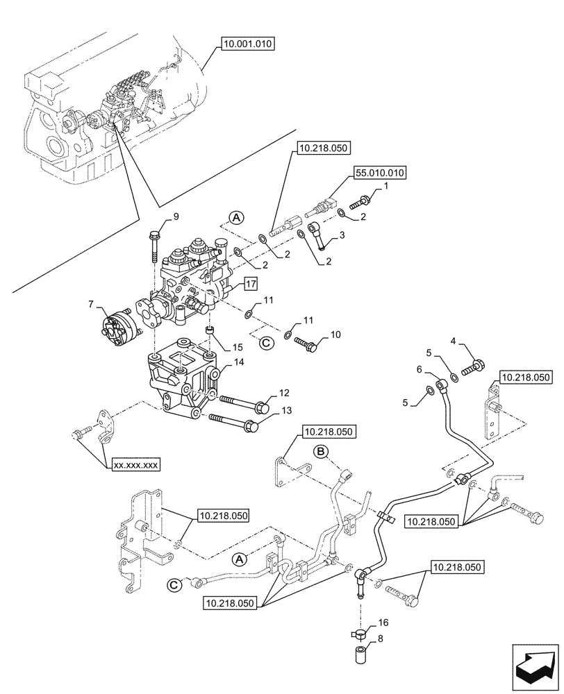 Схема запчастей Case AQ-6WG1XASS11 - (10.218.020) - FUEL SYSTEM (10) - ENGINE