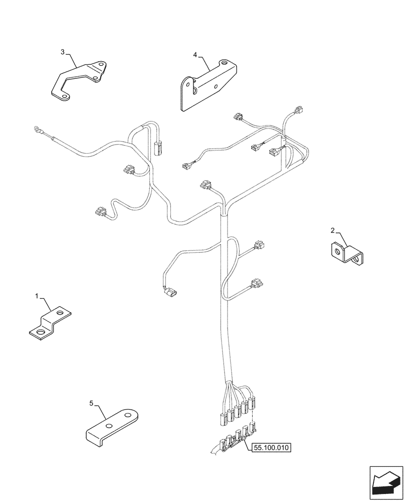 Схема запчастей Case AQ-6WG1XASS11 - (55.015.030) - ENGINE, WIRE HARNESS, BRACKET (55) - ELECTRICAL SYSTEMS