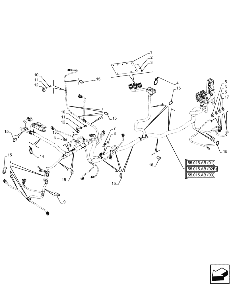 Схема запчастей Case 121F - (55.015.AB[04B]) - HARNESS, ENGINE - BEGIN DATE 01 MARCH 2017 (55) - ELECTRICAL SYSTEMS