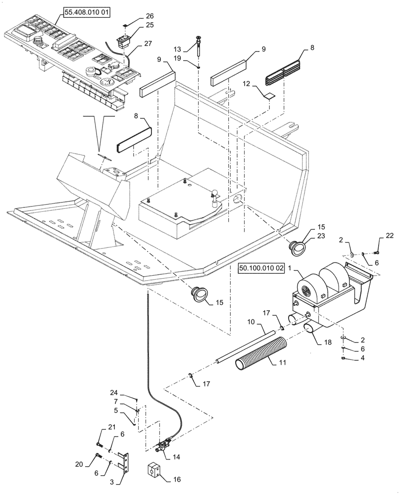 Схема запчастей Case SV208D - (50.100.010[01]) - CAB, HEATER (50) - CAB CLIMATE CONTROL