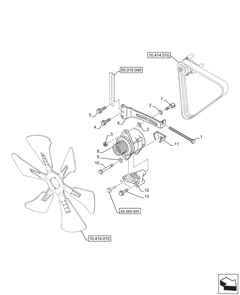 Схема запчастей Case AQ-6WG1XASS11 - (55.301.010) - ALTERNATOR (55) - ELECTRICAL SYSTEMS