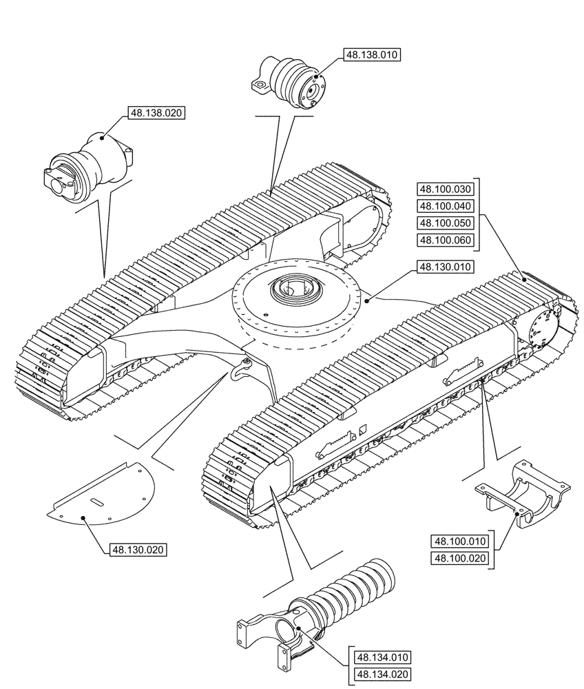 Схема запчастей Case CX290D LC MH - (48.000.00) - SECTION INDEX - SUSPENSION AND TRACKS (48) - TRACKS & TRACK SUSPENSION
