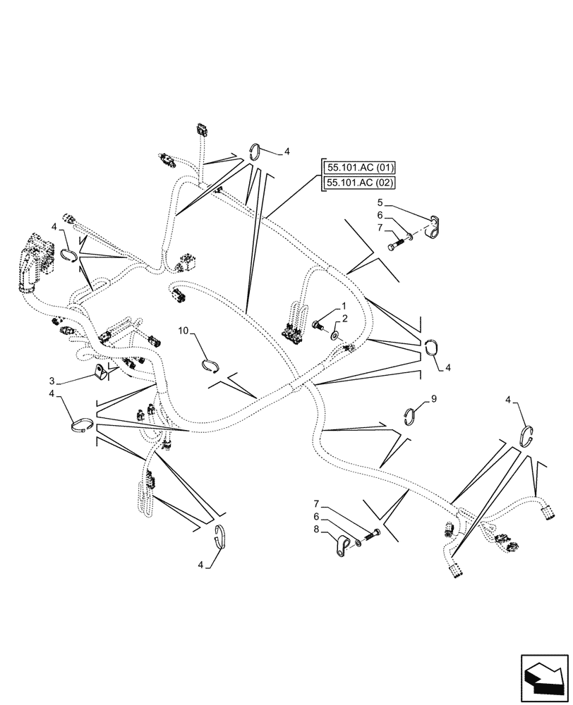 Схема запчастей Case 321F - (55.101.AC[03B]) - FRAME, HARNESS - BEGIN DATE 01 MARCH 2017 (55) - ELECTRICAL SYSTEMS