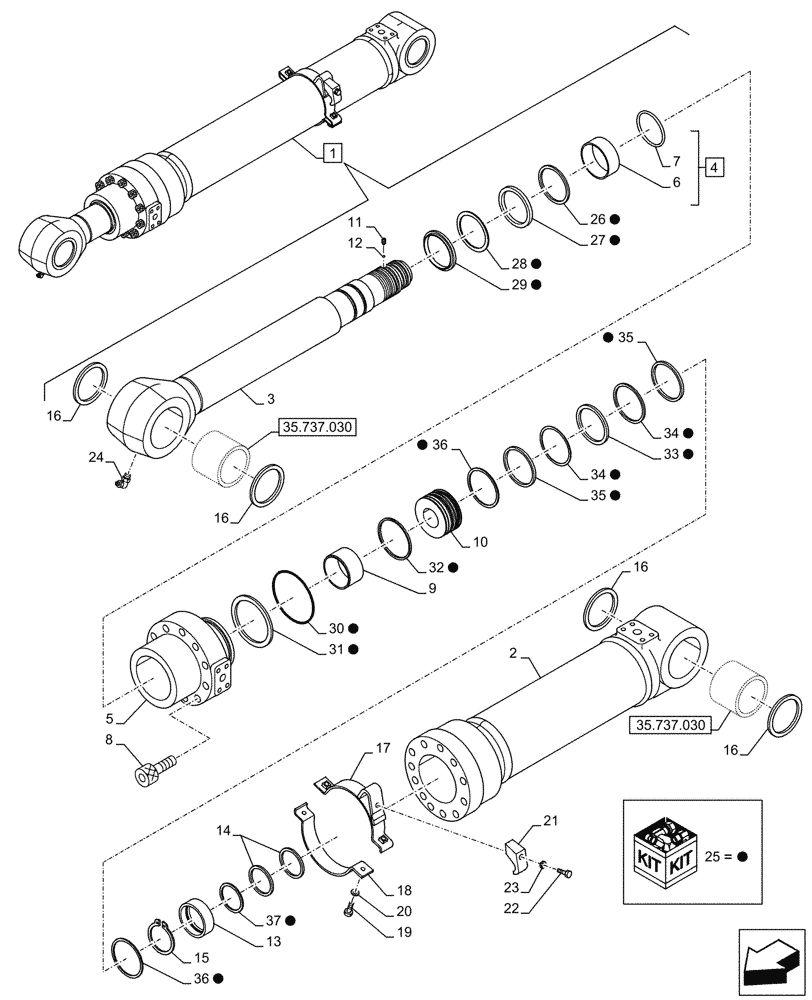 Схема запчастей Case CX245D - (35.737.040) - VAR - 481064 - ARM, LIFT CYLINDER, SAFETY VALVE, COMPONENTS (35) - HYDRAULIC SYSTEMS