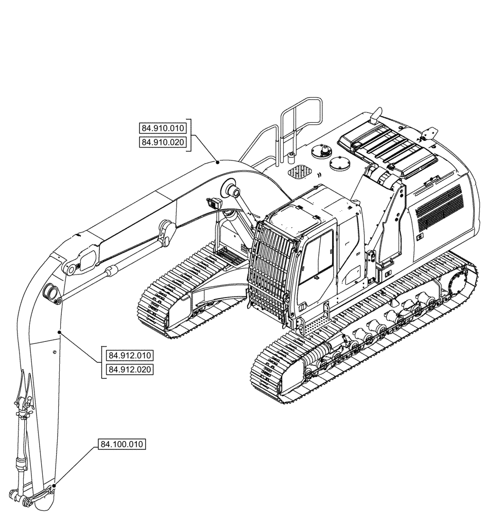Схема запчастей Case CX290D LC MH - (00.000.84) - PICTORIAL INDEX - BOOMS, DIPPERS & BUCKET (00) - GENERAL & PICTORIAL INDEX