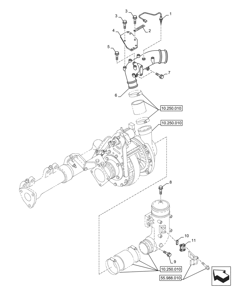 Схема запчастей Case AQ-6WG1XASS11 - (10.254.020) - INLET MANIFOLD (10) - ENGINE