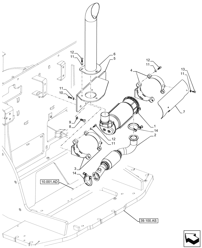 Схема запчастей Case 121F - (10.254.AI[01B]) - EXHAUST SYSTEM, MUFFLER - BEGIN DATE 01 MARCH 2017 (10) - ENGINE