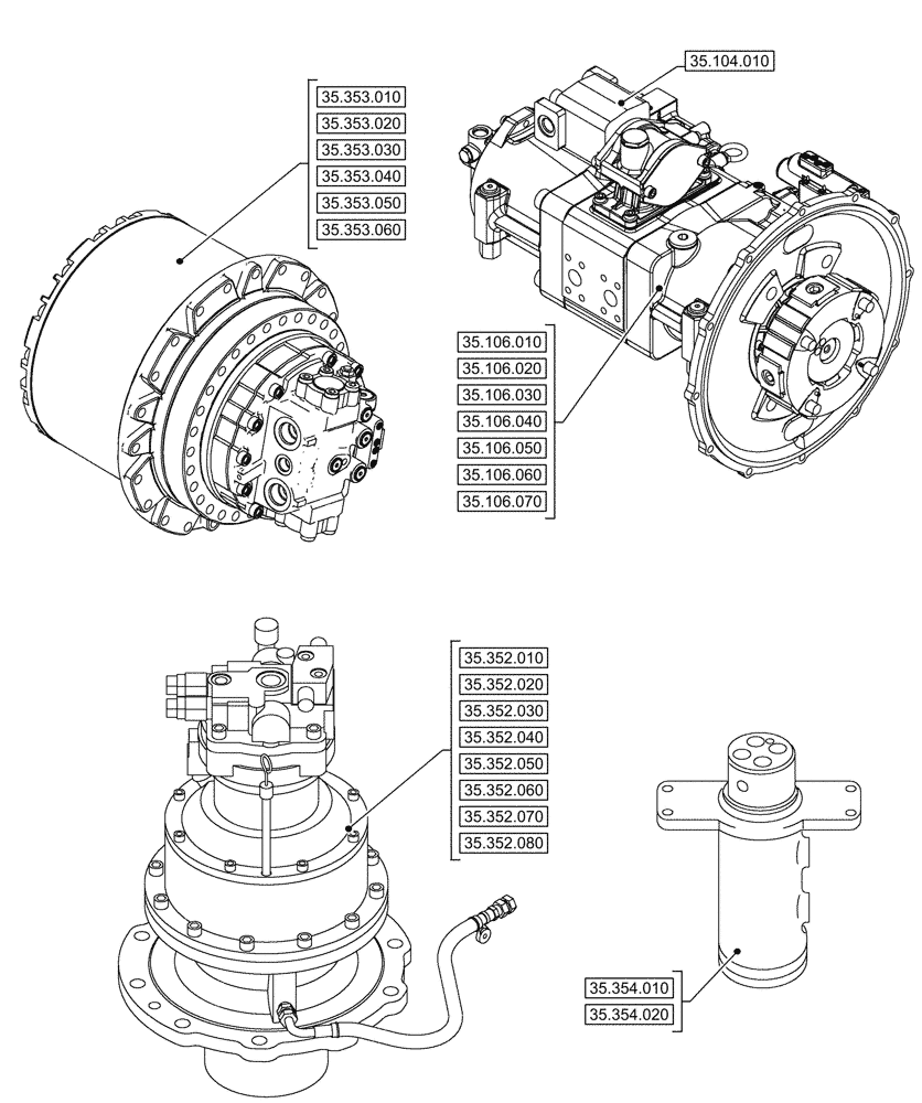 Схема запчастей Case CX290D LC SL - (35.000.00[03]) - SECTION INDEX - HYDRAULIC SYSTEMS (35) - HYDRAULIC SYSTEMS