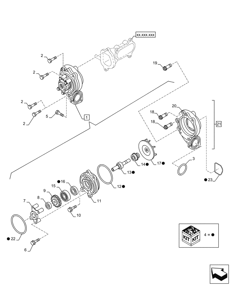 Схема запчастей Case AQ-6WG1XASS11 - (10.400.010) - WATER PUMP (10) - ENGINE