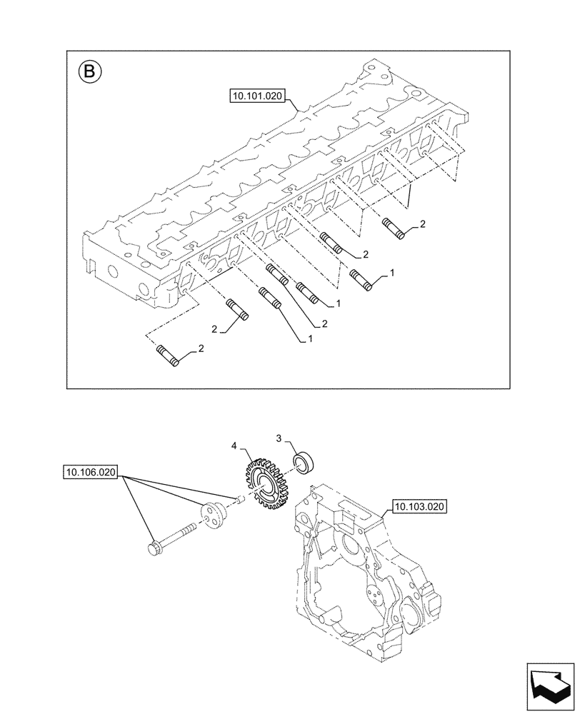 Схема запчастей Case AQ-6WG1XASS11 - (10.101.040) - CYLINDER HEAD (10) - ENGINE