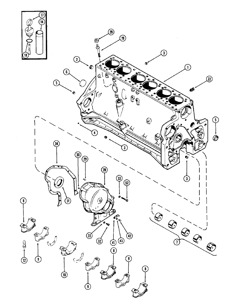 Схема запчастей Case W10 - (014) - CYLINDER BLOCK ASSEMBLY, CASTING NO. A57071 (02) - ENGINE