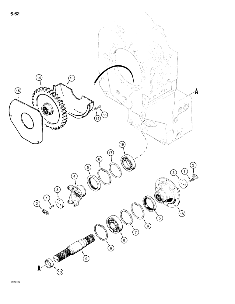 Схема запчастей Case 721 - (6-62) - TRANSMISSION ASSEMBLY, OUTPUT SHAFT AND GEAR, P.I.N. JAK0022758 & AFTER (06) - POWER TRAIN