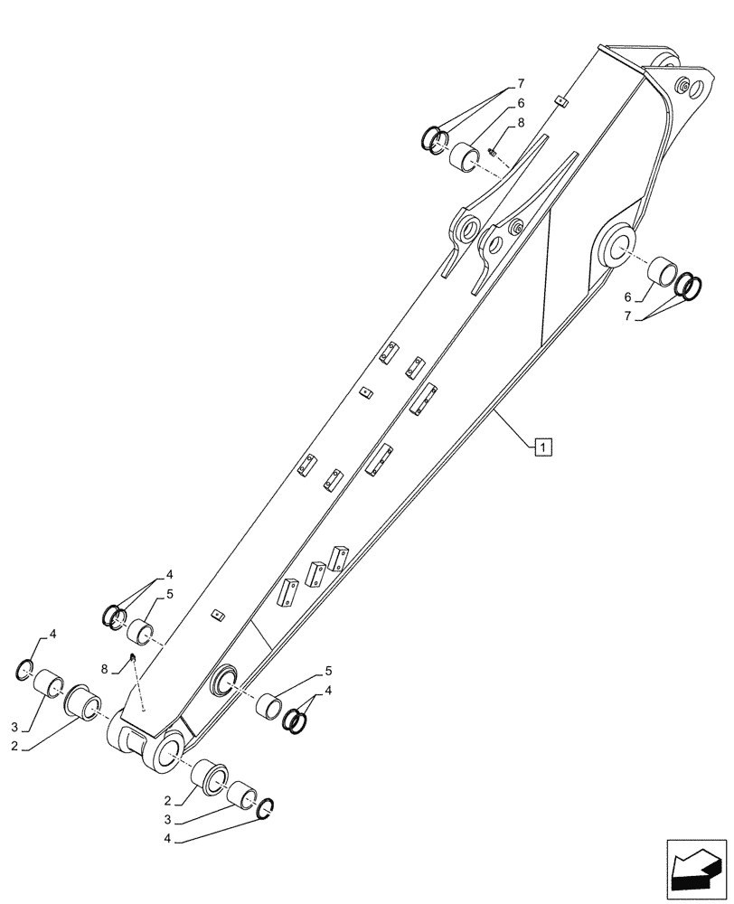 Схема запчастей Case CX145D SR LC - (84.912.010) - ARM (L=2.5M) (84) - BOOMS, DIPPERS & BUCKETS