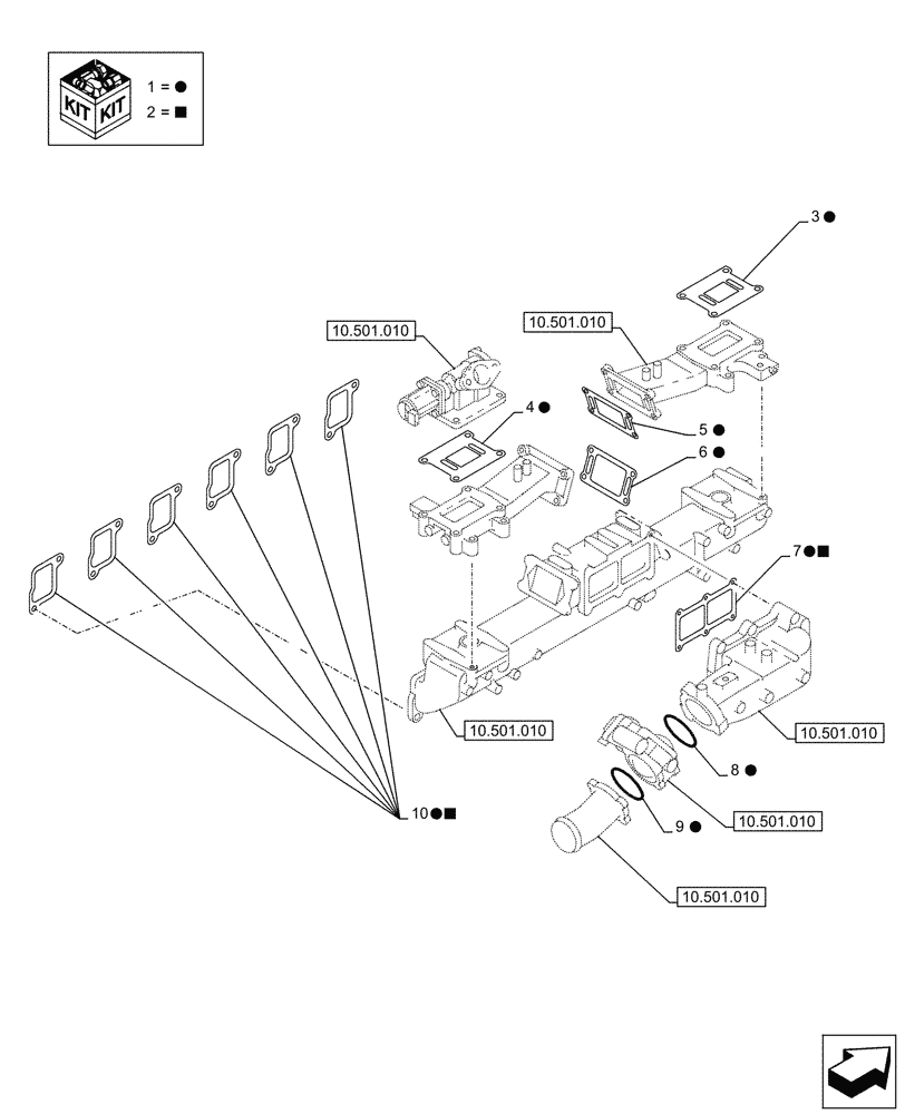 Схема запчастей Case AQ-6WG1XASS11 - (10.001.050) - ENGINE, GASKET, SET (10) - ENGINE