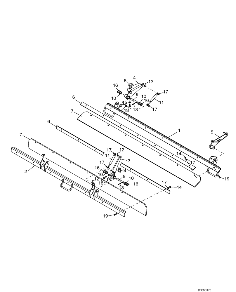 Схема запчастей Case DV210 - (44.100.01[02]) - TILTABLE SMOOTH DRUM SCRAPER (GROUP 56-ND129684) (39) - FRAMES AND BALLASTING