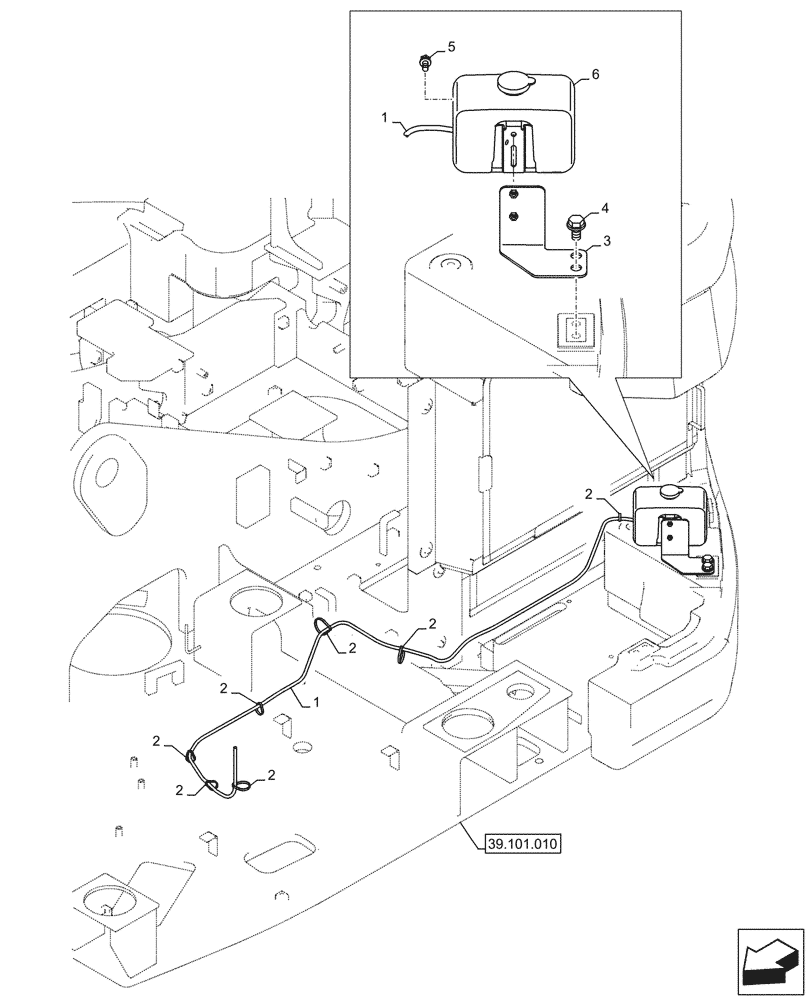 Схема запчастей Case CX145D SR LC W/BLADE - (55.518.010) - WINDSHIELD WASHER, RESERVOIR (55) - ELECTRICAL SYSTEMS