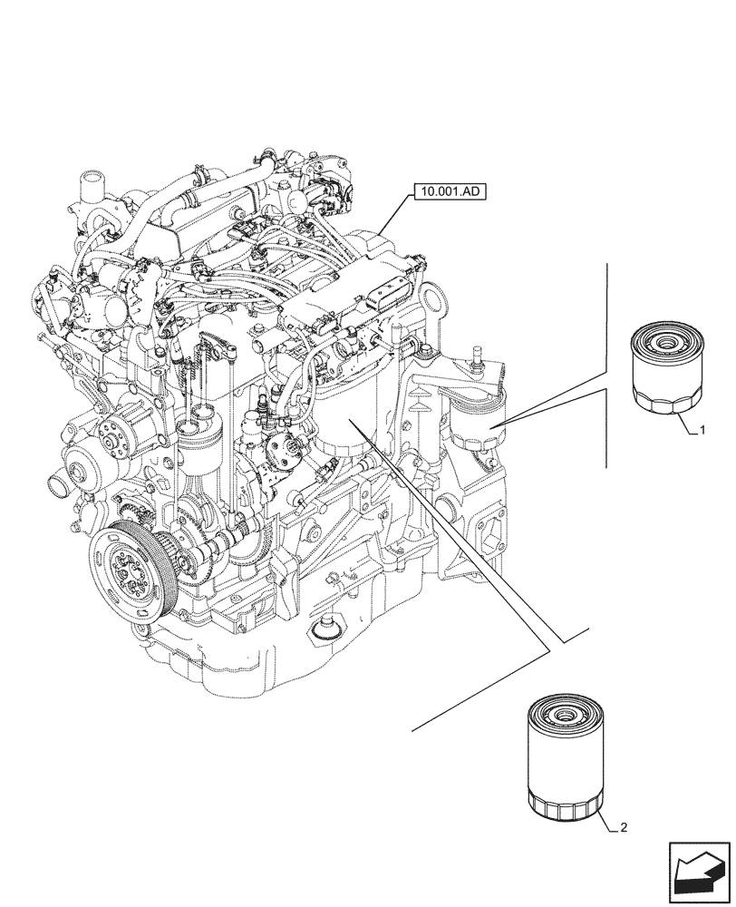 Схема запчастей Case F5HFL463B G001 - (05.100.03[01]) - FILTERS (05) - SERVICE & MAINTENANCE