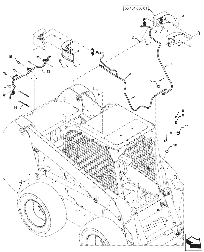 Схема запчастей Case TR340 - (55.404.030) - ROAD LIGHTS SO. KOREA (55) - ELECTRICAL SYSTEMS