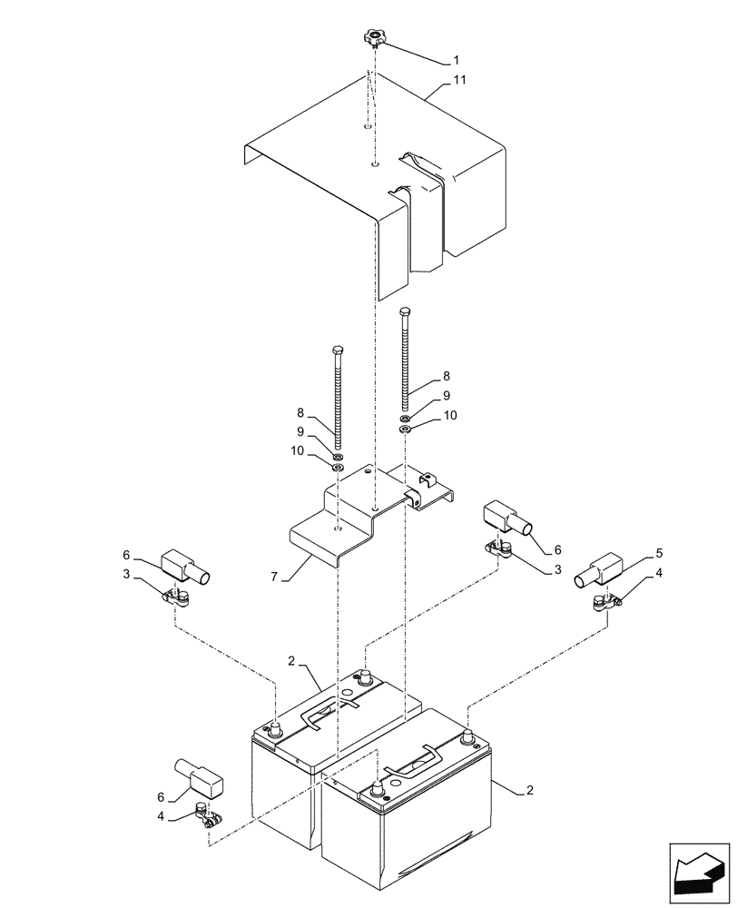 Схема запчастей Case CX145D SR LC - (55.302.010) - BATTERY (55) - ELECTRICAL SYSTEMS