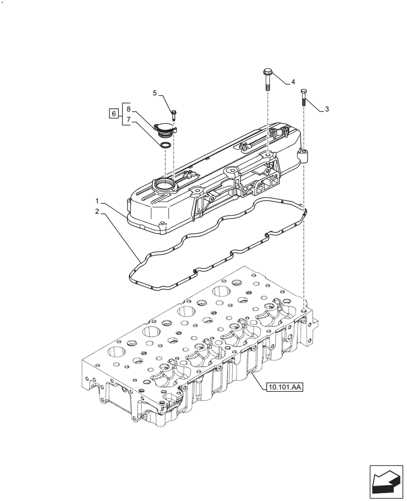 Схема запчастей Case F5HFL463A G004 - (10.101.AB) - VALVE COVER (10) - ENGINE