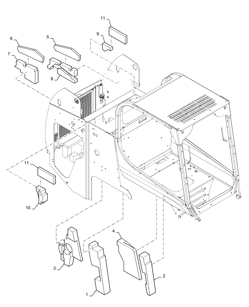 Схема запчастей Case SR270 - (90.105.010[03]) - ENGINE ACCESSORIES W-SOUND EU CAB (90) - PLATFORM, CAB, BODYWORK AND DECALS