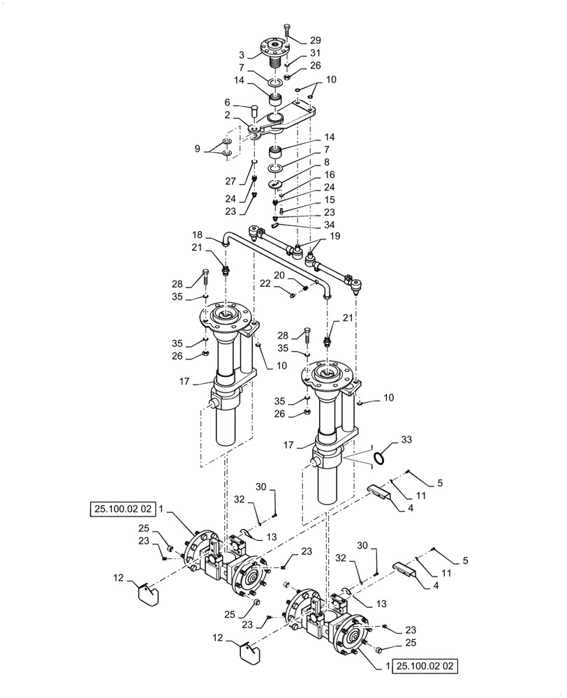 Схема запчастей Case PT240 - (25.100.01[02]) - FRONT AXLE - BTW NCNTN2445 - NENTN2717 (44) - WHEELS