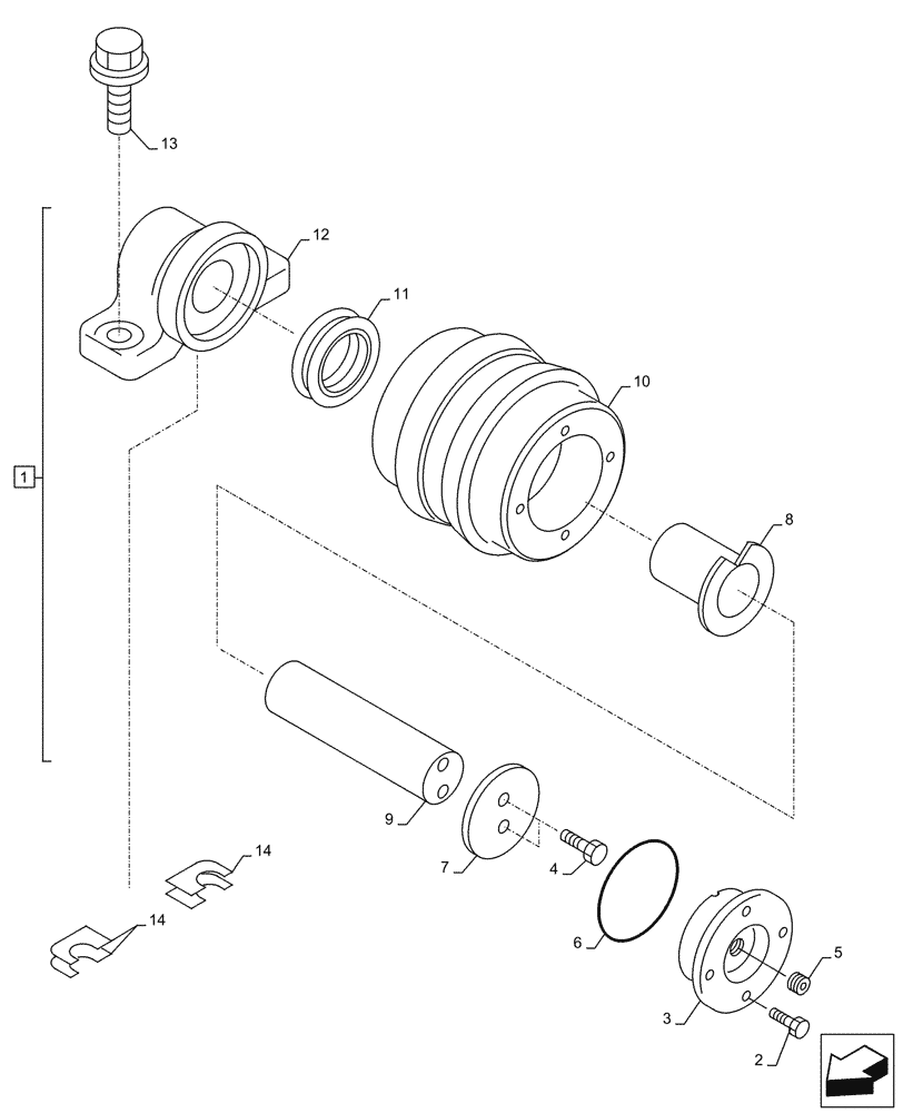 Схема запчастей Case CX145D SR LC W/BLADE - (48.138.010) - TRACK ROLLER, SUPPORT (48) - TRACKS & TRACK SUSPENSION