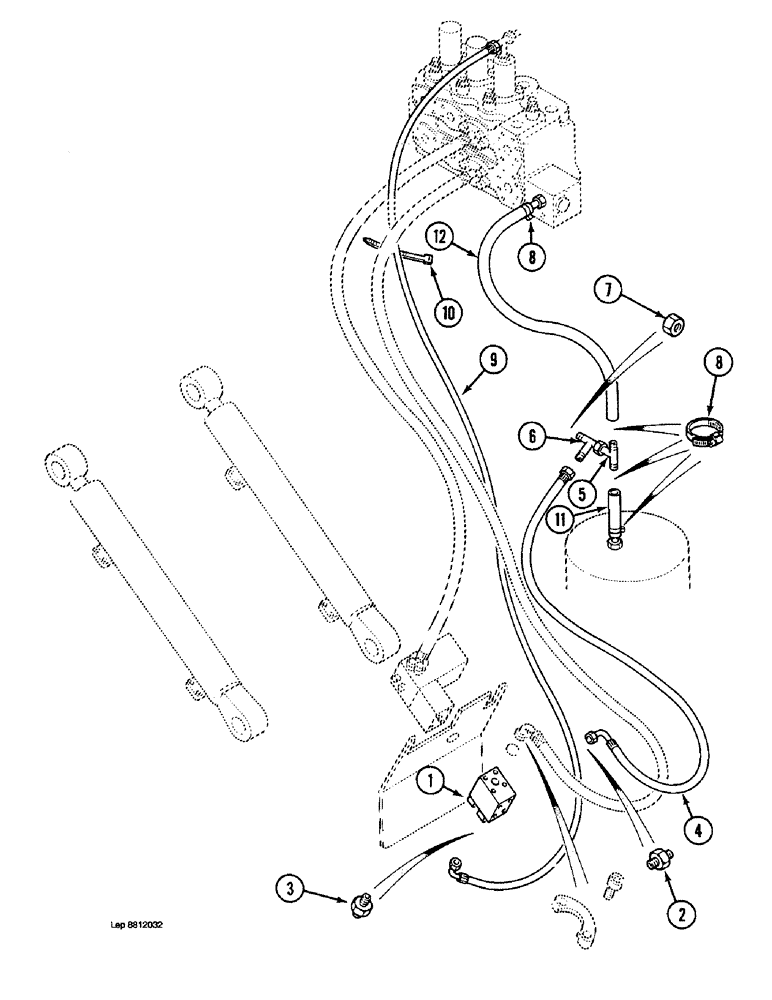 Схема запчастей Case 1088 - (8G-08) - BOOM CYLINDER CIRCUIT, WITH LOAD HOLDING VALVE (08) - HYDRAULICS