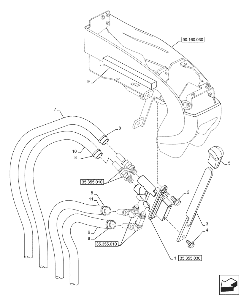 Схема запчастей Case CX145D SR LC W/BLADE - (35.355.020) - LEVER, BLADE (35) - HYDRAULIC SYSTEMS