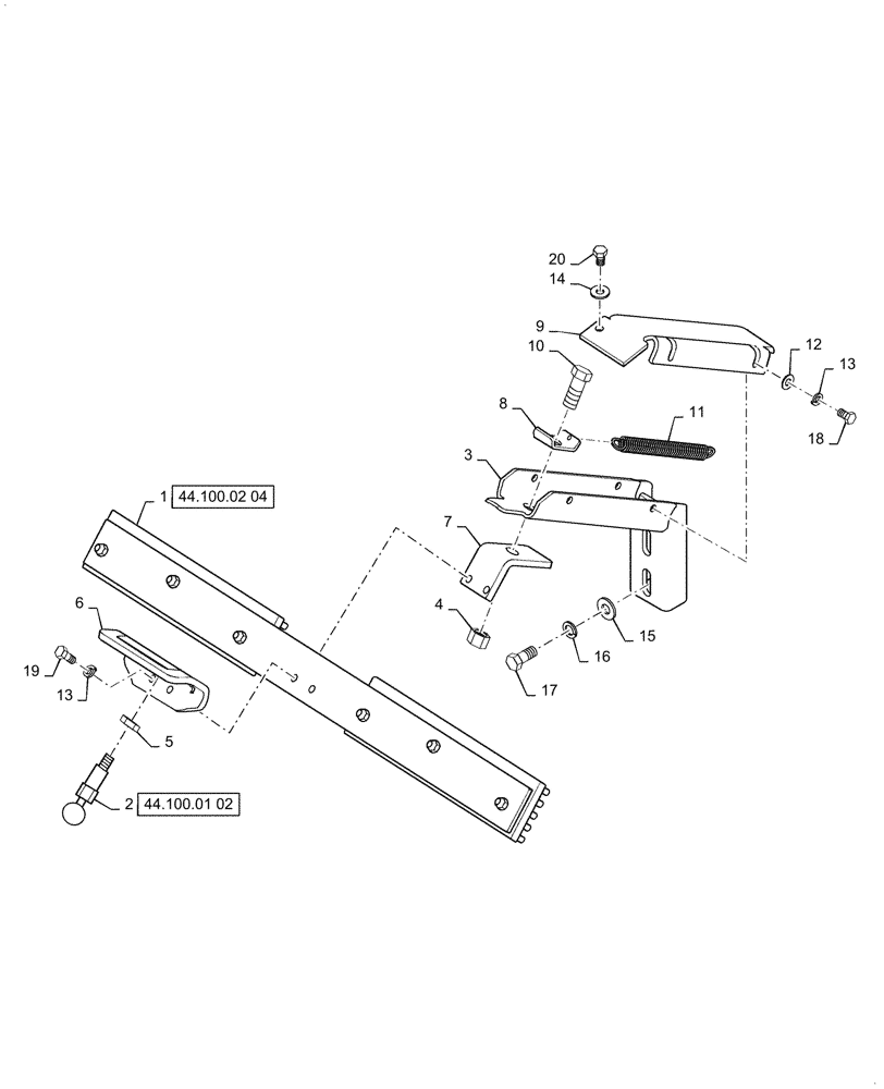 Схема запчастей Case PT240 - (44.100.03[01]) - SCRAPER, ASSY, FRONT - ASN NFNTN2780 (44) - WHEELS