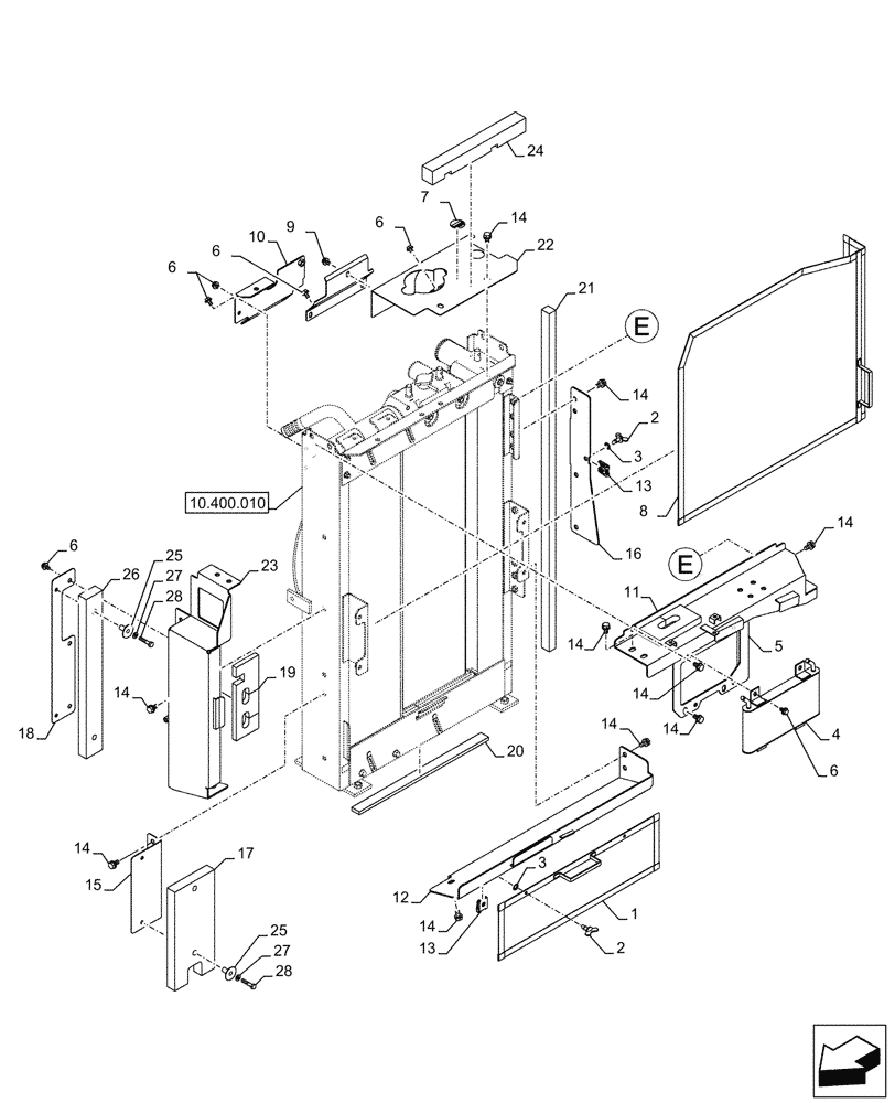 Схема запчастей Case CX145D SR LC W/BLADE - (10.400.020) - RADIATOR, HYDRAULIC (10) - ENGINE