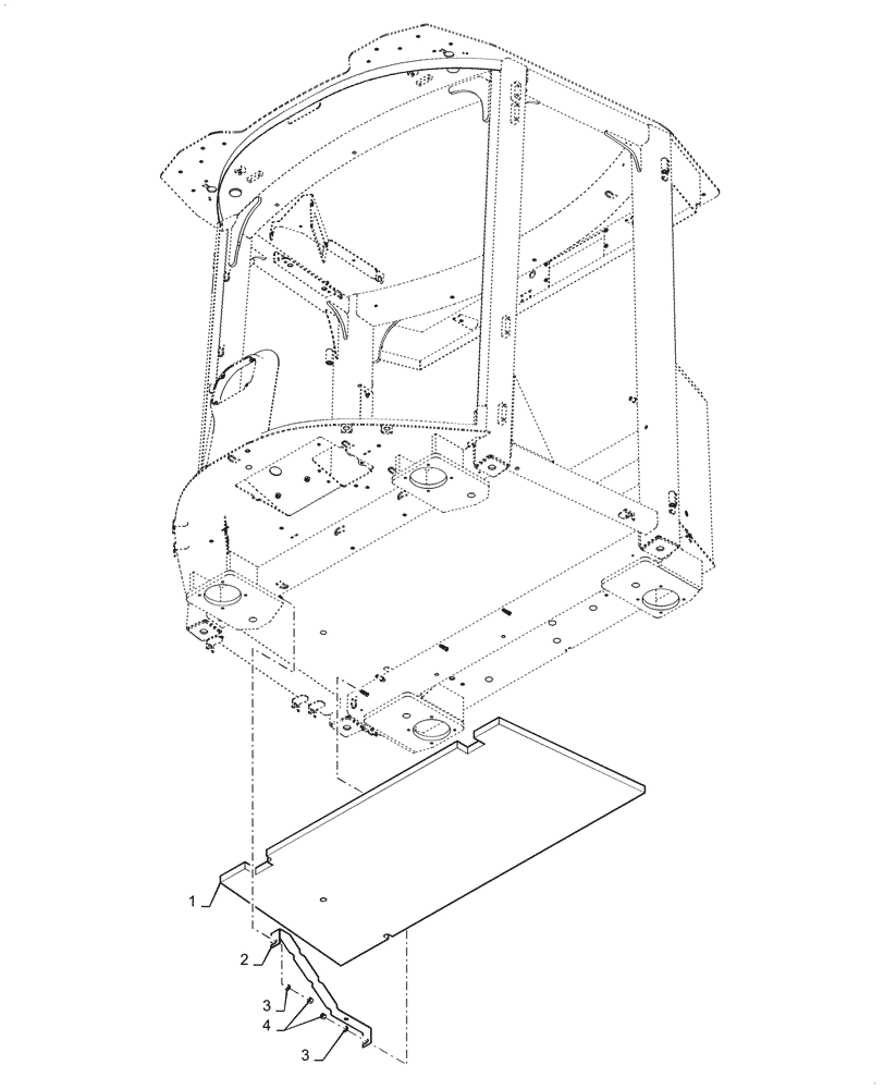 Схема запчастей Case 1121G - (90.160.030) - CAB FLOOR BARRIER (90) - PLATFORM, CAB, BODYWORK AND DECALS