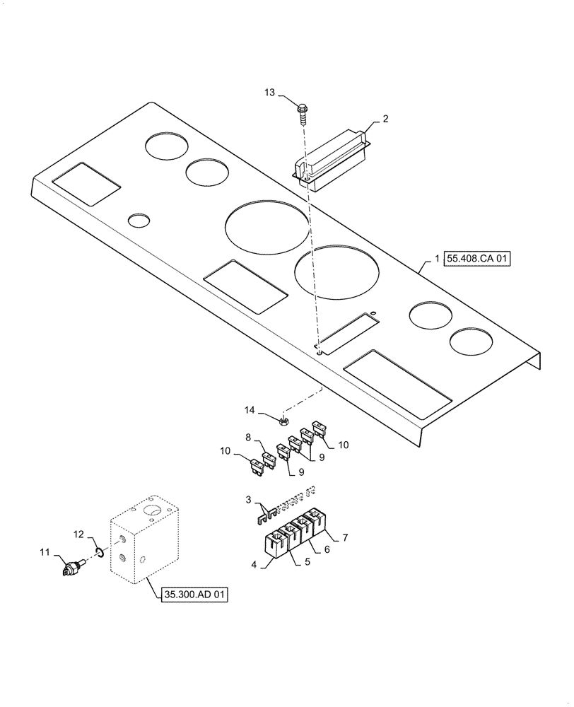 Схема запчастей Case SV211 - (55.408.CA[02]) - INSTRUMENT PANEL - BSN NENTP2749 (55) - ELECTRICAL SYSTEMS