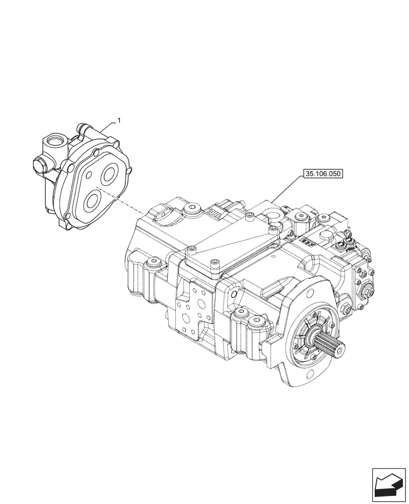 Схема запчастей Case CX145D SR LC W/BLADE - (35.357.010) - STD + VAR - 461863 - HYDRAULIC PUMP, PILOT, CLAMSHELL BUCKET, ROTATION, W/ ELECTRICAL PROPORTIONAL CONTROL (35) - HYDRAULIC SYSTEMS