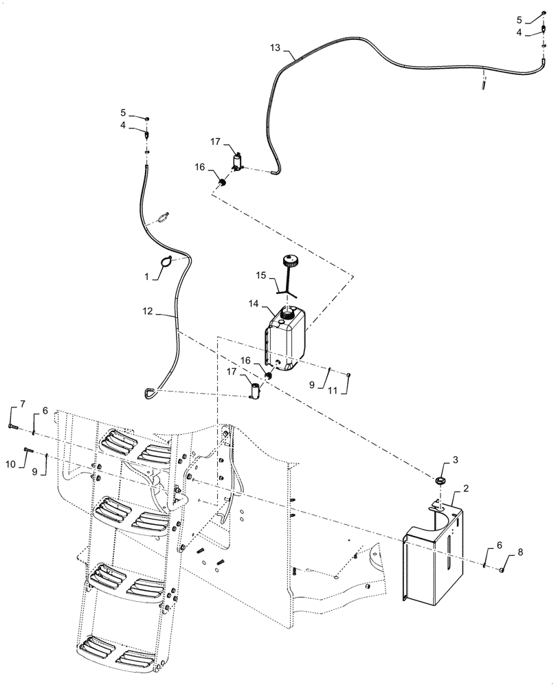 Схема запчастей Case 1121G - (55.518.040) - WINDSHIELD WASHER RESERVOIR (55) - ELECTRICAL SYSTEMS