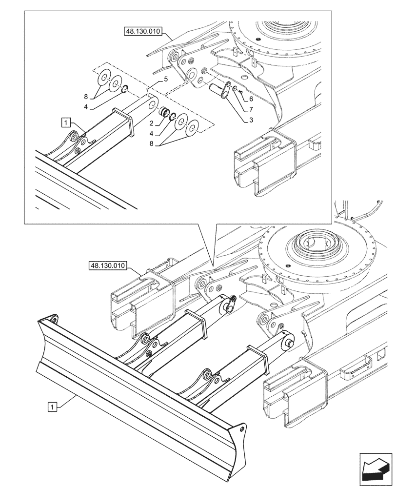 Схема запчастей Case CX145D SR LC W/BLADE - (86.110.030) - VAR - 956003 - BLADE (L=2.69M) (86) - DOZER