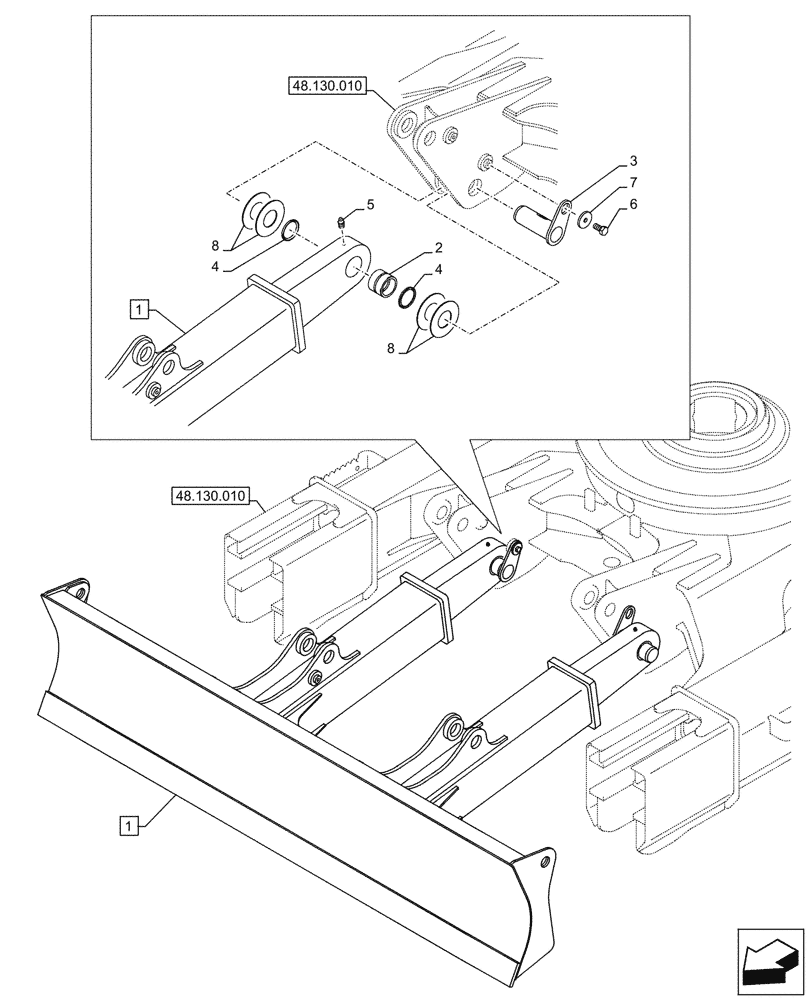 Схема запчастей Case CX145D SR LC W/BLADE - (86.110.020) - VAR - 956001 - BLADE (L=2.59M) (86) - DOZER