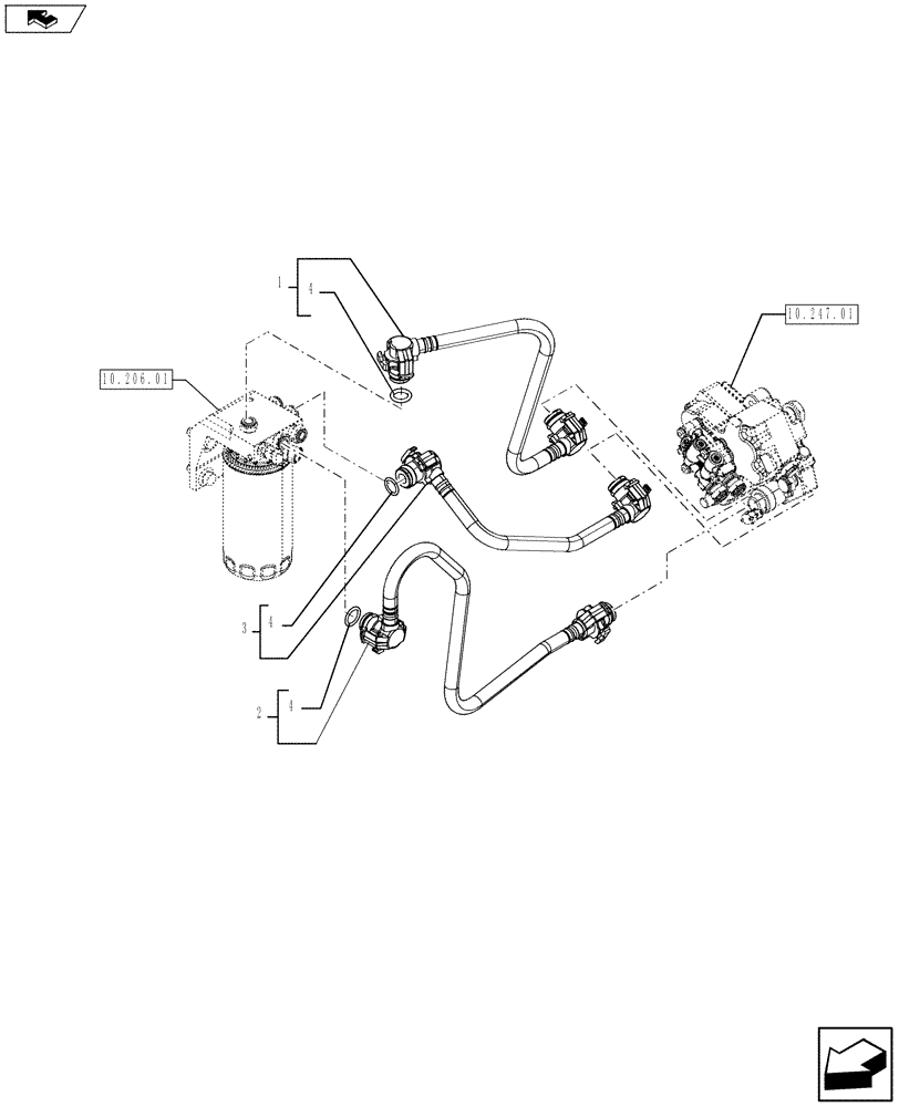 Схема запчастей Case F4HFE613S A003 - (10.218.01[03]) - PIPING - FUEL (504087128) (10) - ENGINE