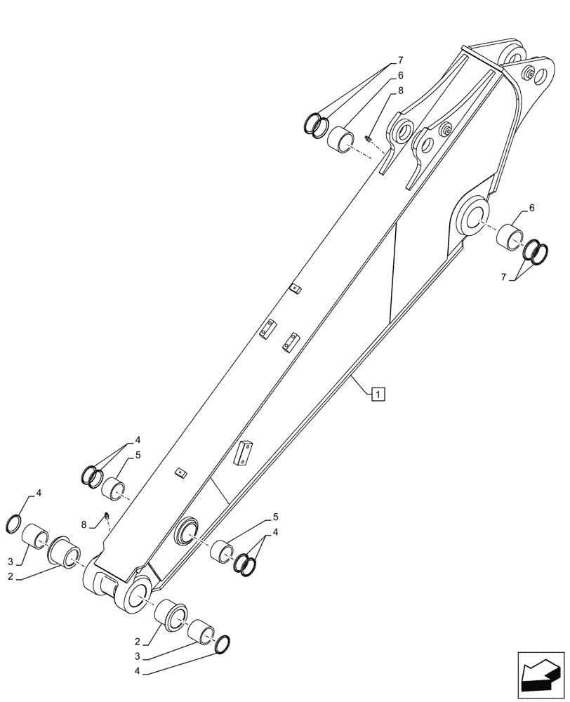 Схема запчастей Case CX145D SR LC - (84.912.030) - VAR - 461574 - ARM (L=2.1M) (84) - BOOMS, DIPPERS & BUCKETS